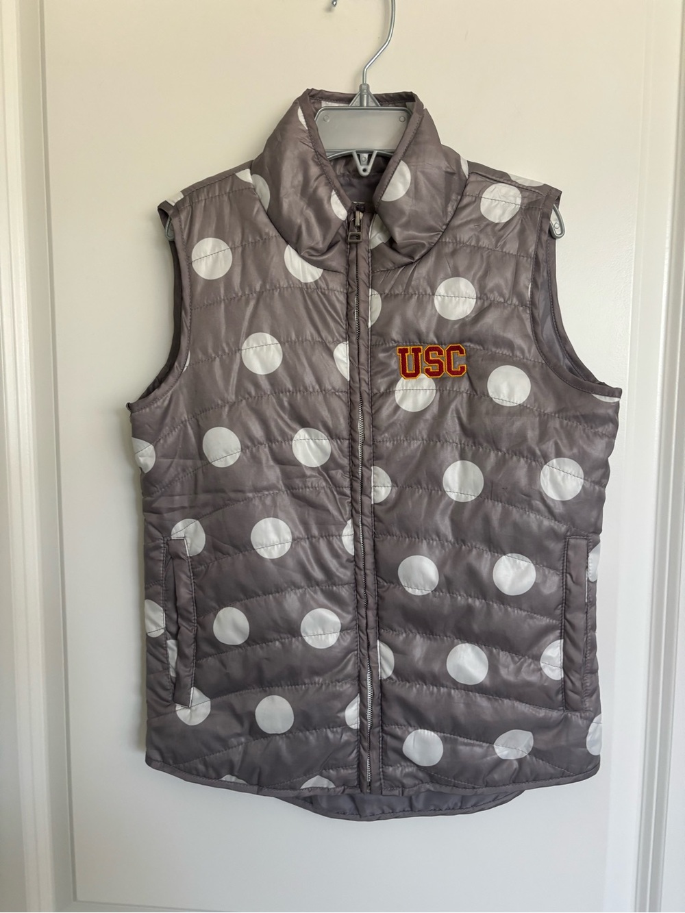USC Girls' Gray Polka Dot Quilted Vest
